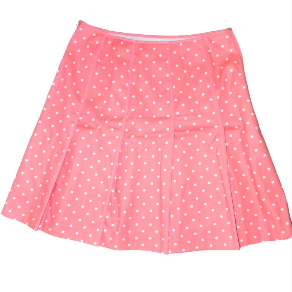 Ann Taylor LOFT Stretch Pleated BARBIE PINK Polka Dots Cheerleader Skater Style